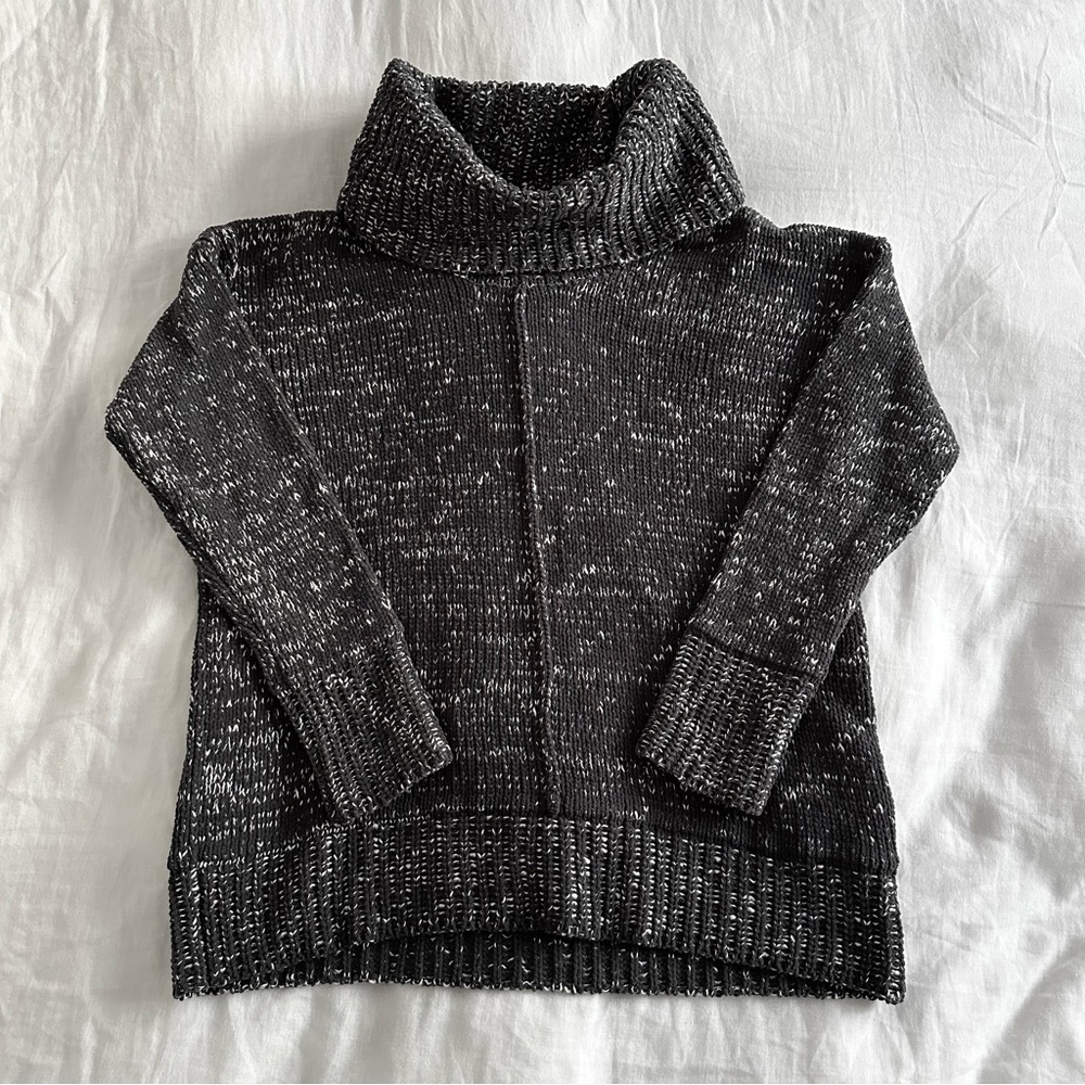 Jones New York Grey and White Cowl Neck Sweater